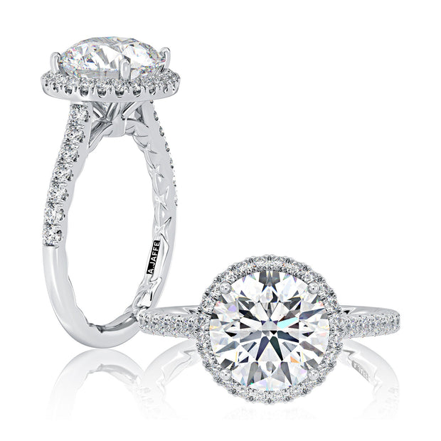 A Jaffe - Pave Halo Diamond Engagement Ring Setting