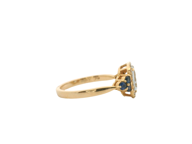 Aquamarine, Sapphire, & Diamond Ring