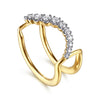 Alloy Yellow Plated Graduating Cubic Zirconia Clover Smart Ring Enhancer With 15=0.50ctw Round CZ's