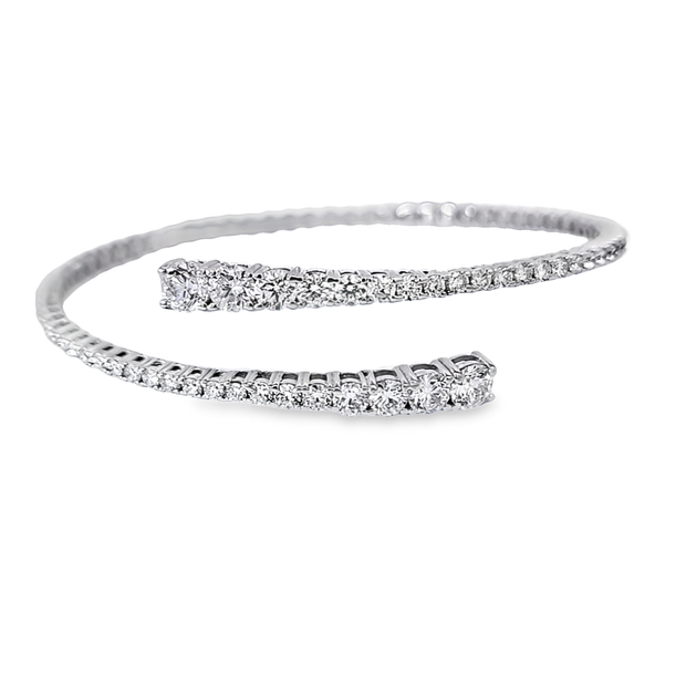 GRADUATED DIAMOND BYPASS BANGLE BRACELET