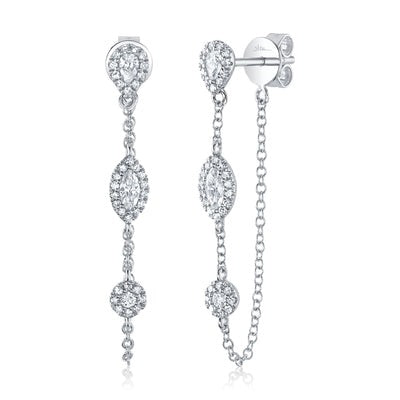 Shy Creation - Various Shape Diamond Dangle Earrings
