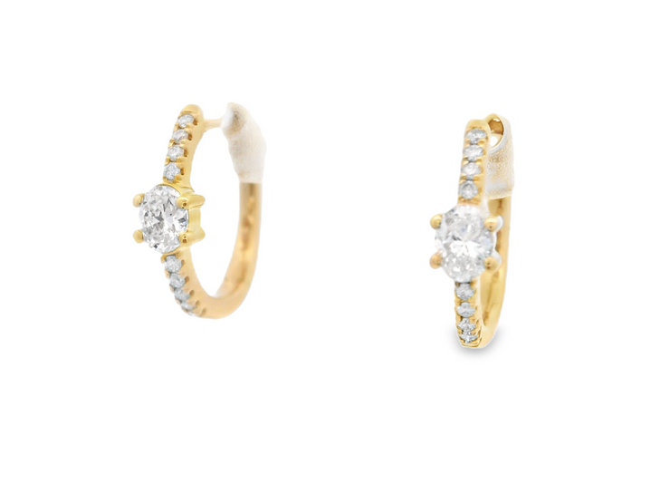 Oval Diamond Huggie Hoop Earrings