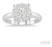 ASHI - DIAMOND CLUSTER ENGAGEMENT RING - 0.25 TCW