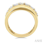 Multishape Diamond 3 Row Wide Fashion Ring