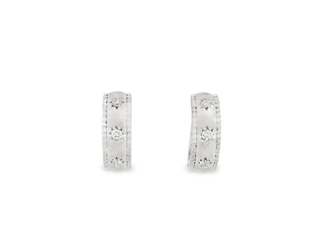 Diamond Star Hoop Earrings with Satin Finish