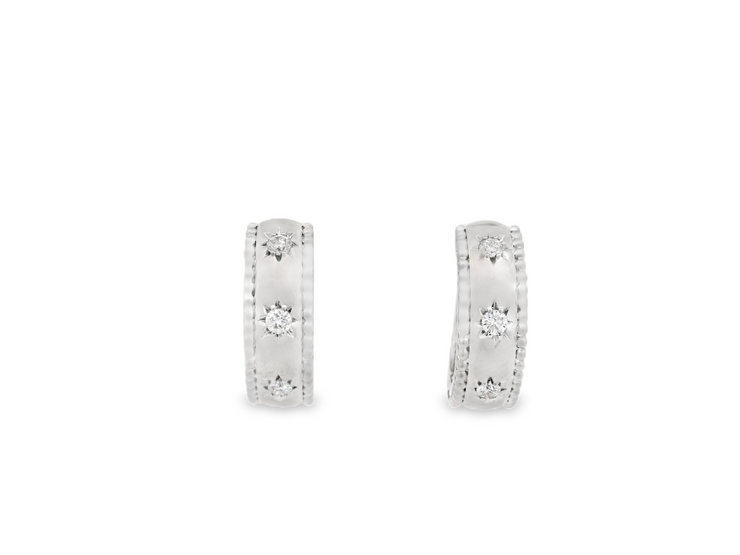 Diamond Star Hoop Earrings with Satin Finish