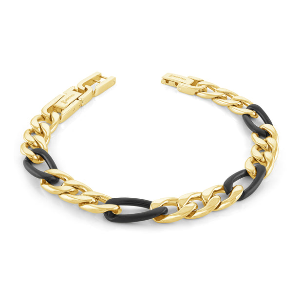 Gold & Black 9.5mm Figaro Link Bracelet