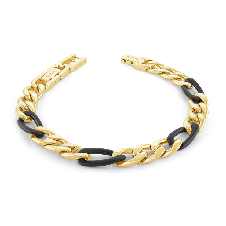 Gold & Black 9.5mm Figaro Link Bracelet