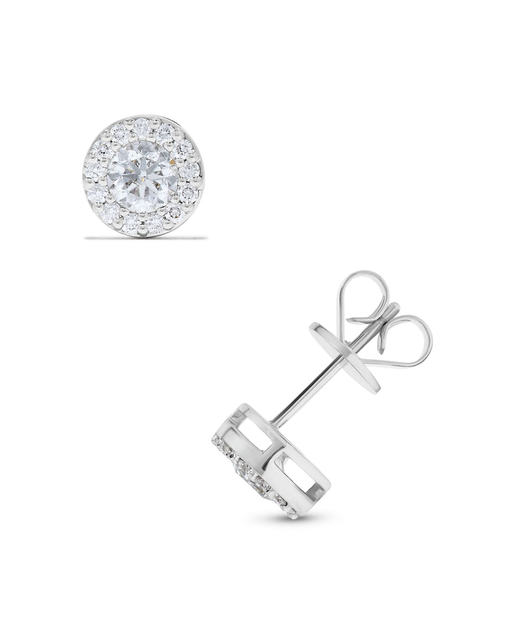 Halo Diamond Stud Earrings - 1cttw