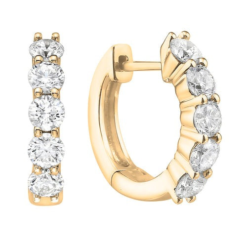 Diamond Huggie Hoop Earrings - 2/3 Ct