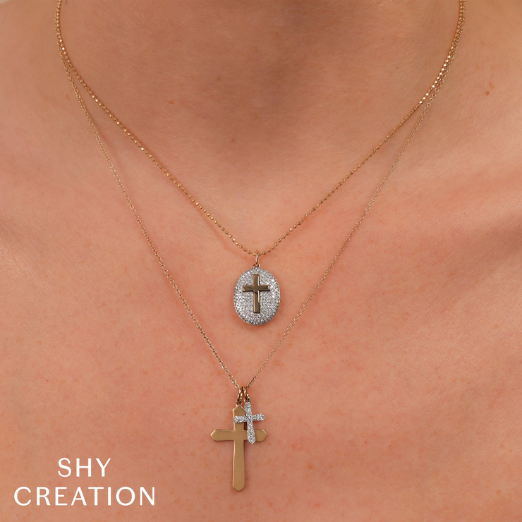 Shy Creation - Double Cross Diamond Pendant