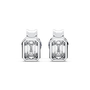 Bezel Set Emerald Cut Diamond Stud Earrings