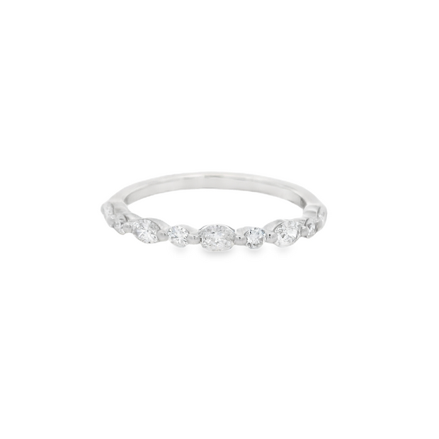 Alternating Shape Diamond Wedding Band - 0.50 TCW