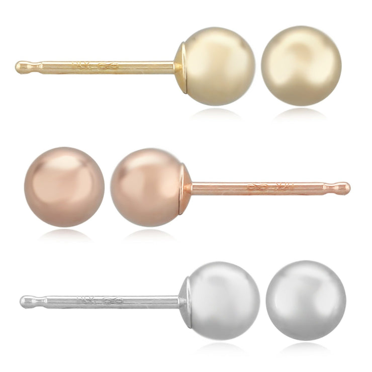 4MM BALL POST EARRINGS - SET OF 3