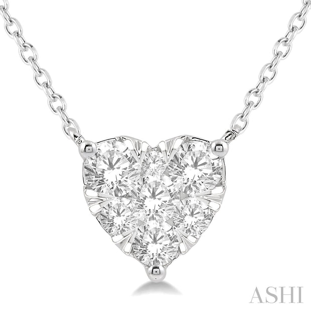 ASHI - DIAMOND CLUSTER HEART NECKLACE
