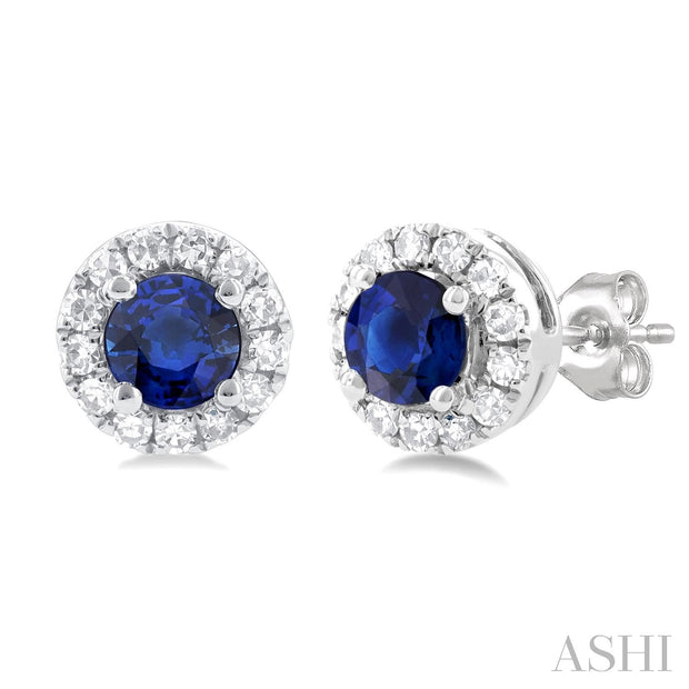 ASHI – SAPPHIRE & DIAMOND STUD EARRINGS