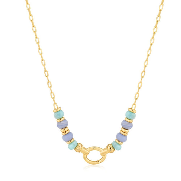 ANIA HAIE - GOLD AMAZONITE & AGATE CHARM CONNECTOR NECKLACE