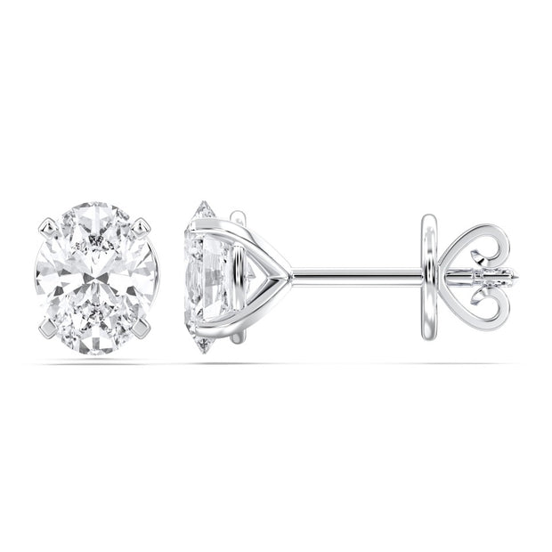 Oval Diamond Stud Earrings
