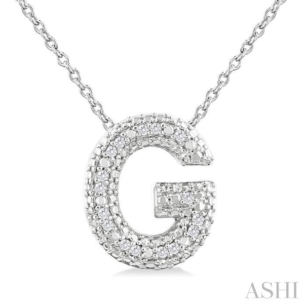 Silver Bubble 'G' Initial Diamond Pendant