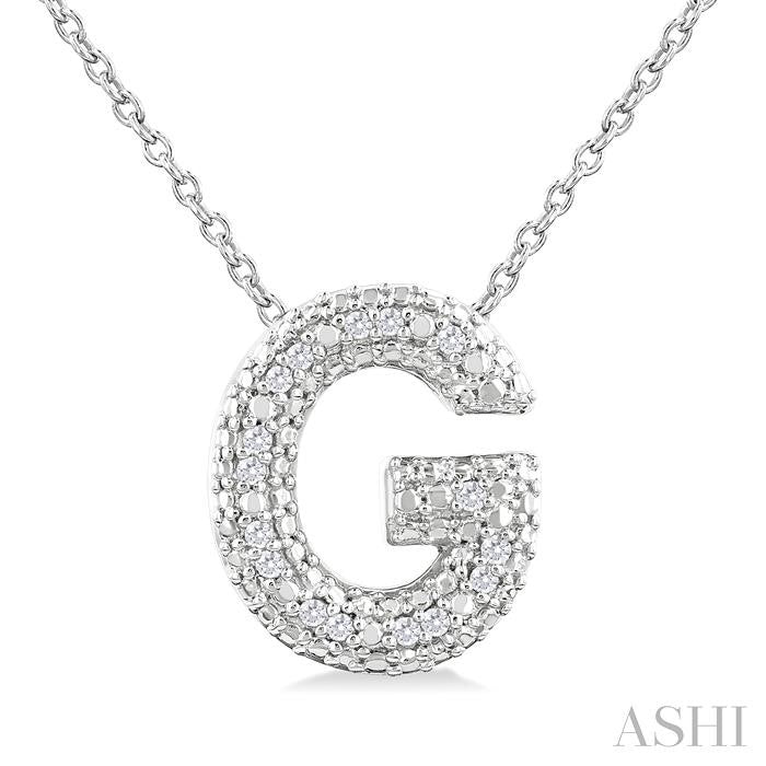 Silver Bubble 'G' Initial Diamond Pendant