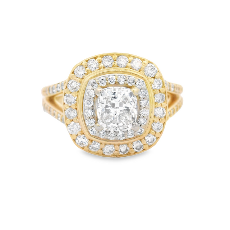 Diamond Engagement Ring - 2/3 Ct Cushion Center