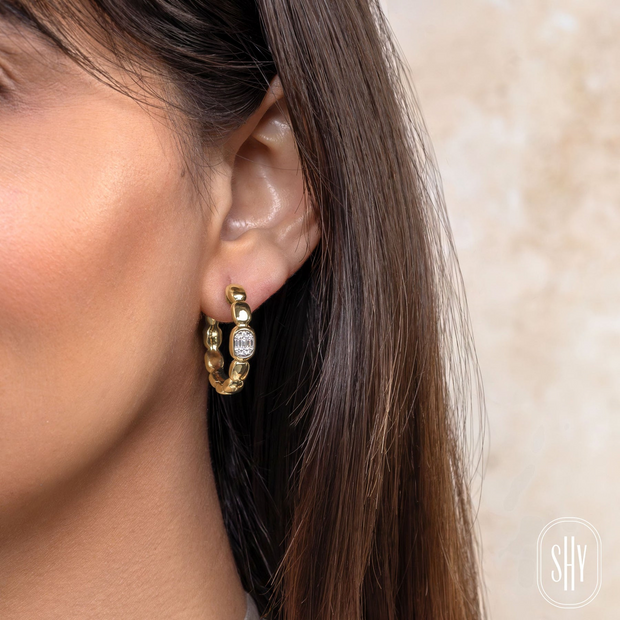 Shy Creation - Diamond Baguette Hoop Earring