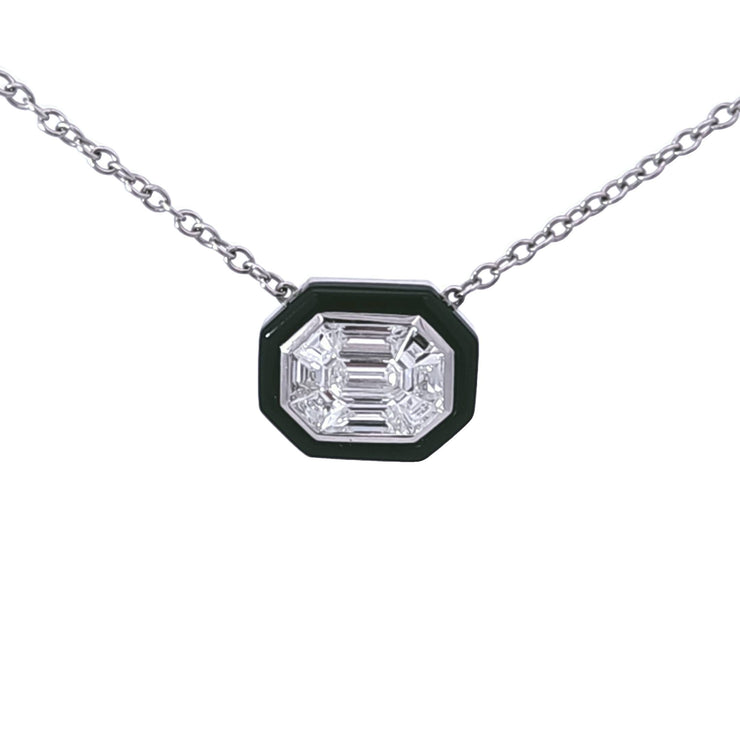 EMERALD SHAPE DIAMOND CLUSTER PENDANT