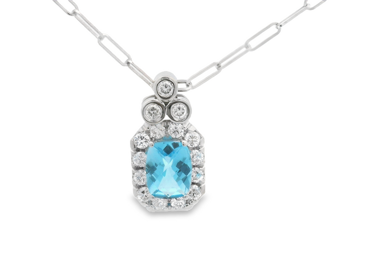 Blue Topaz & Diamond Pendant
