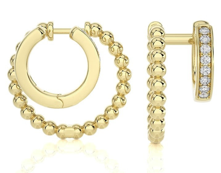 Double Hoop Diamond Hoop Earrings