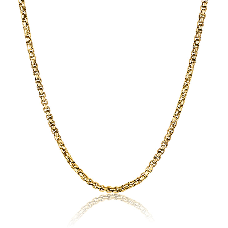 Gold Plated 2.5mm Round Box Chain