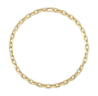 SHY CREATION - PAVE DIAMOND SQUARE LINK CHOKER NECKLACE