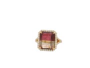 Bi Color Tourmaline & Diamond Ring
