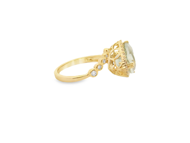 Mint Green Quartz & Diamond Bypass Ring
