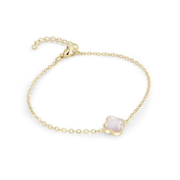 Italgem - Yellow Stainless Steel Rose Quartz Clover Bracelet