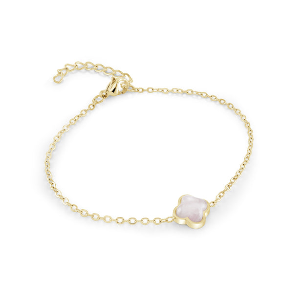 Italgem - Yellow Stainless Steel Rose Quartz Clover Bracelet