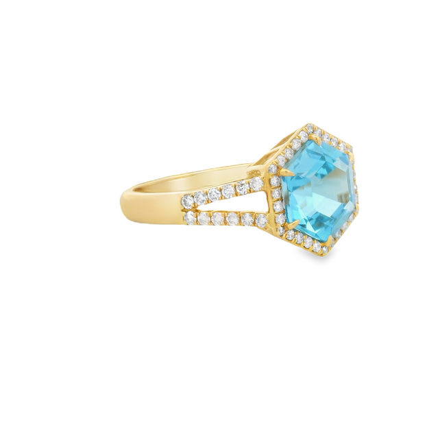 Blue Topaz & Diamond Ring