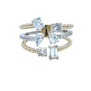 HEERA MOTI - TWO TONE 3 ROW DIAMOND RING