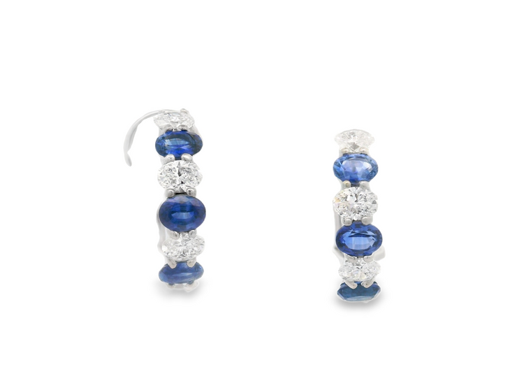 Sapphire & Diamond Half Hoop Earirngs