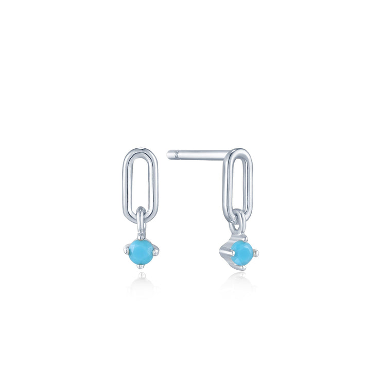 ANIA HAIE - TURQUOISE SILVER LINK STUD EARRINGS