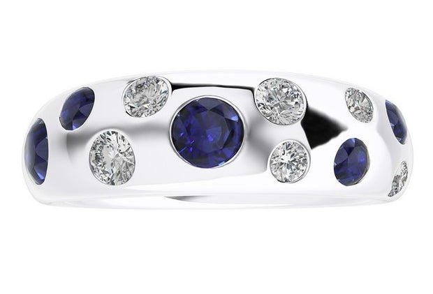 Sapphire & Diamond Dome Ring