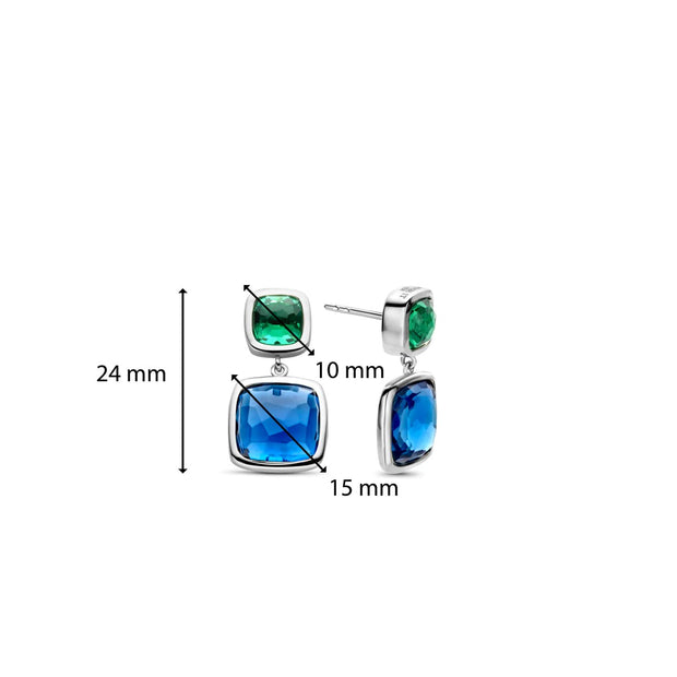 TI SENTO - BLUE & GREEN DANGLE EARRINGS