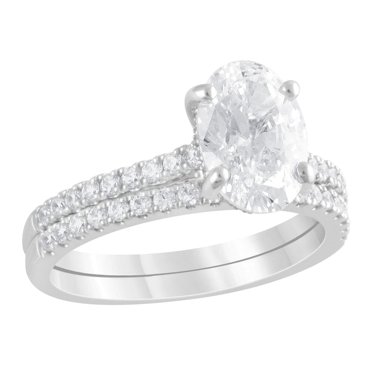 DIAMOND WEDDING SET – 2 CT OVAL CENTER