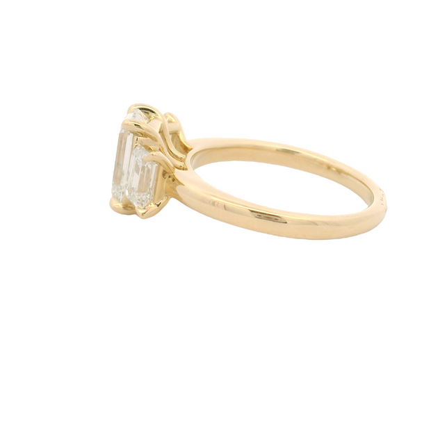 Emerald Cut 3 Stone Diamond Engagement Ring - 3 TCW