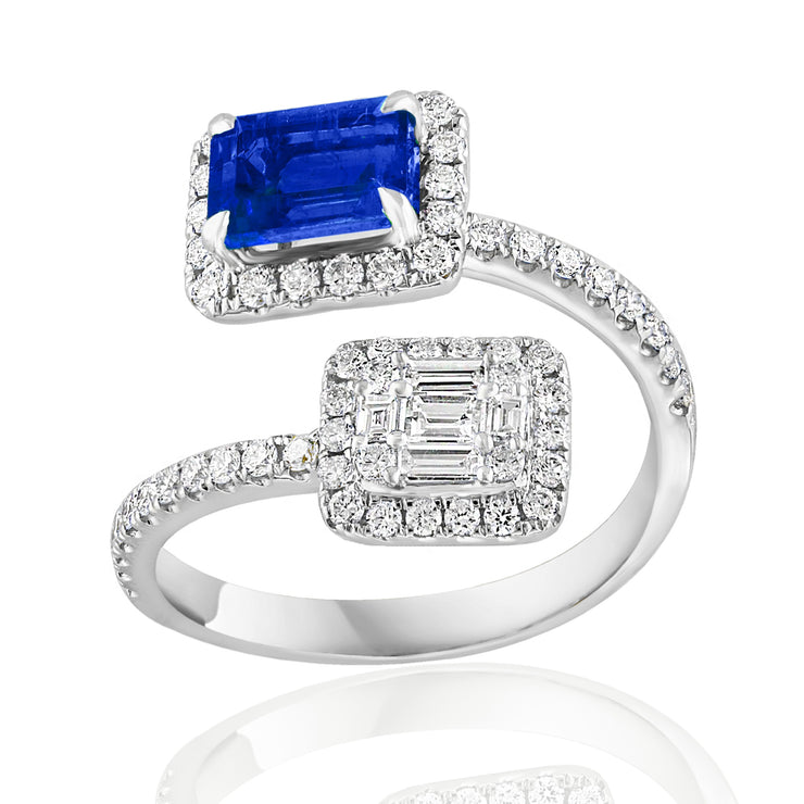 Sapphire & Diamond Bypass Ring