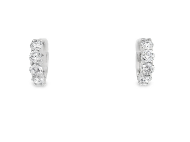Diamond Huggie Hoop Earrings - 3 Ct