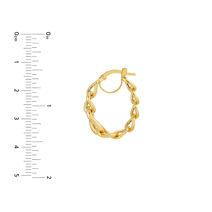 Yellow Gold Tube Link Hoop Earrings