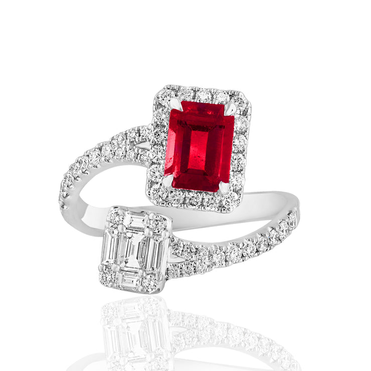 Ruby & Diamond Bypass Ring