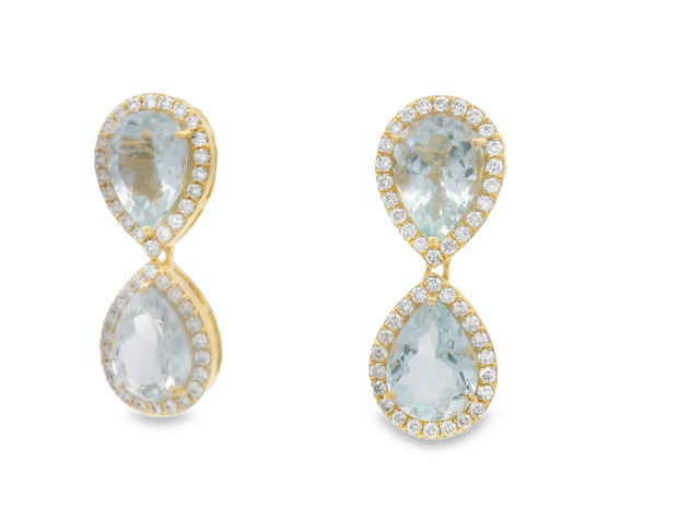 Pear Shaped Aquamarine Dangle Earrings
