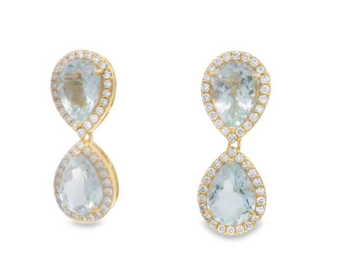 Pear Shaped Aquamarine Dangle Earrings