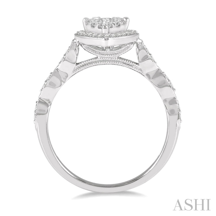 ASHI - 1/2 CT PEAR LOVEBRIGHT DIAMOND ENGAGEMENT RING